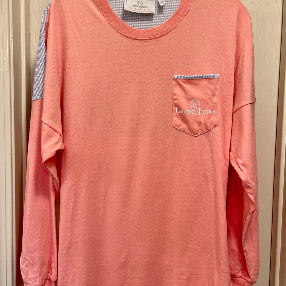 Lauren James Beachcomber Pink Long Sleeve Spirit Jersey with Seersucker Details